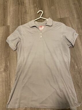 Women’s CFA Striped Polo in White and Grey